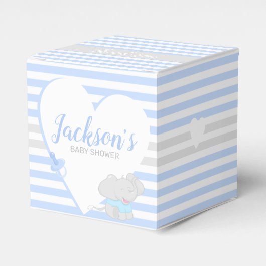 Cute Elephant Baby shower Blue Favor Box Bedankdoosjes (Voorkant Zijde)