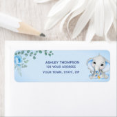 Cute Elephant Baby shower Boy Blue Floral Address Etiket (Insitu)