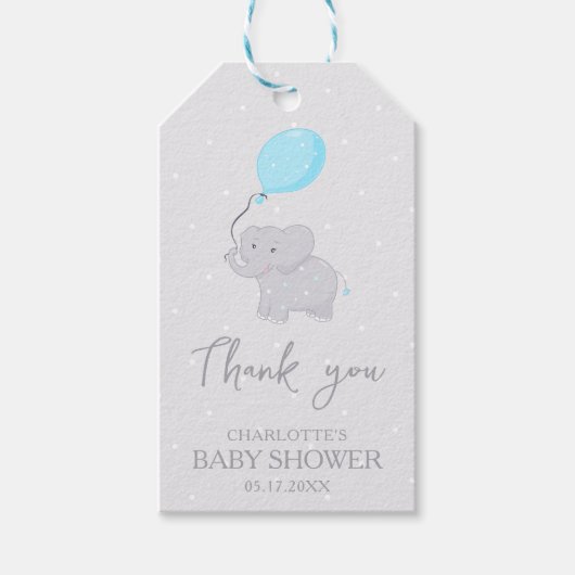 Cute Elephant Baby shower Boy Cadeaulabel (Voorkant)