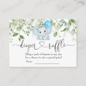 Cute Elephant Baby shower Boy Diaper Raffle Informatiekaartje (Voorkant)