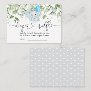 Cute Elephant Baby shower Boy Diaper Raffle Informatiekaartje