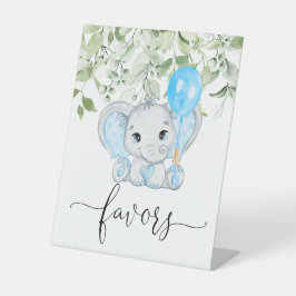 Cute Elephant Baby shower Boy Favors Reclamebord Met Voetstuk