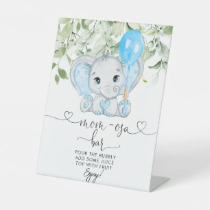 Cute Elephant Baby shower Boy Ma-osa Bar Reclamebord Met Voetstuk