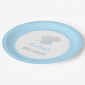 Cute Elephant Baby shower Boy Papieren Bordje (Gekanteld)