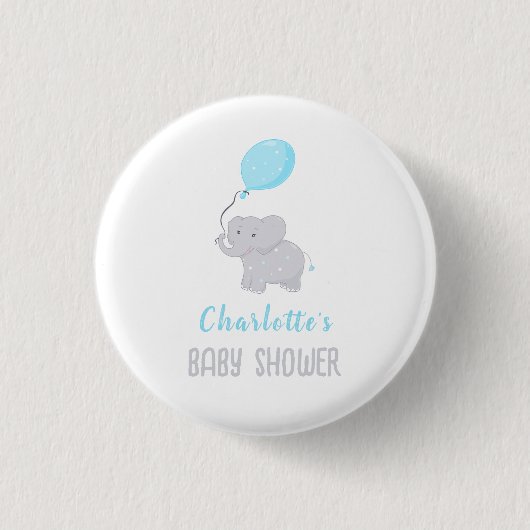 Cute Elephant Baby shower Boy Ronde Button 3,2 Cm (Voorkant)