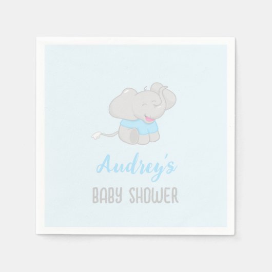 Cute Elephant Baby shower Boy Servet (Voorkant)