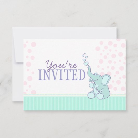 Cute Elephant baby shower bunting Kaart (Achterkant)