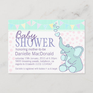 Cute Elephant baby shower bunting Kaart