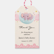 Cute Elephant Baby shower Dank u Gift Labels