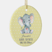 Cute Elephant Baby shower Geel en grijs Keramisch Ornament (Rechts)