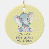 Cute Elephant Baby shower Geel en grijs Keramisch Ornament (Achterkant)