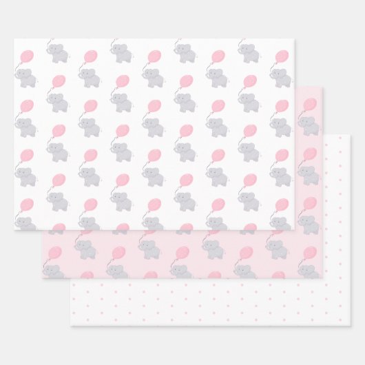 Cute Elephant Baby shower Girl Inpakpapier Vel (Set)