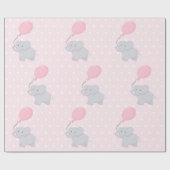 Cute Elephant Baby shower Girl Pink Cadeaupapier (Vlak)