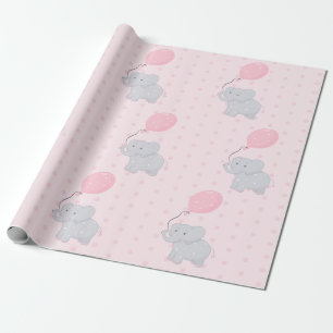 Cute Elephant Baby shower Girl Pink Cadeaupapier
