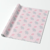 Cute Elephant Baby shower Girl Pink Cadeaupapier (Uitgerold)