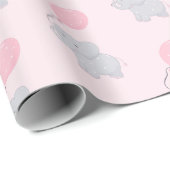Cute Elephant Baby shower Girl Pink Cadeaupapier (Rol Hoek)