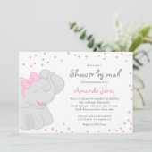 Cute Elephant Baby shower Girl 🎀 🐘 Uitnodiging (Staand voorkant)