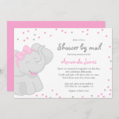 Cute Elephant Baby shower Girl 🎀 🐘 Uitnodiging (Voorkant / Achterkant)