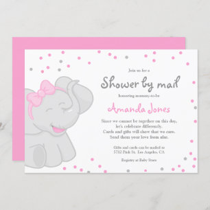 Cute Elephant Baby shower Girl 🎀 🐘 Uitnodiging