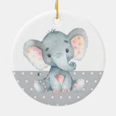 Cute Elephant Baby shower Grey Keramisch Ornament (Achterkant)