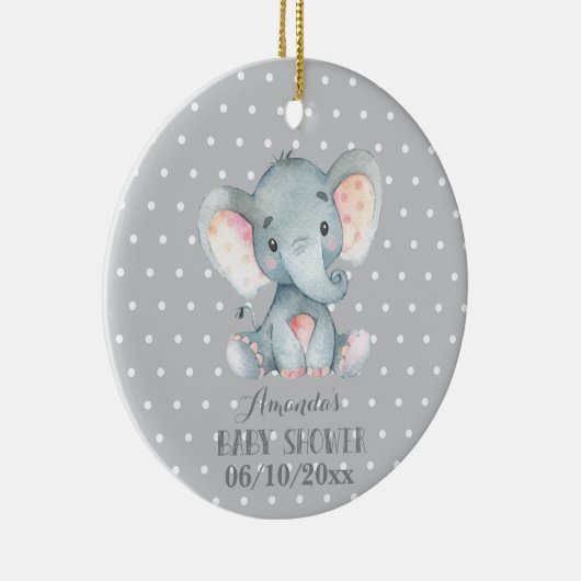 Cute Elephant Baby shower Grey Keramisch Ornament (Rechts)