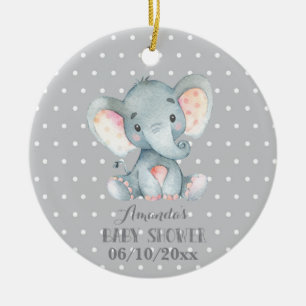 Cute Elephant Baby shower Grey Keramisch Ornament
