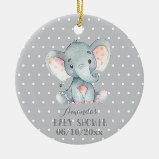 Cute Elephant Baby shower Grey Keramisch Ornament (Voorkant)