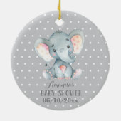 Cute Elephant Baby shower Grey Keramisch Ornament (Achterkant)