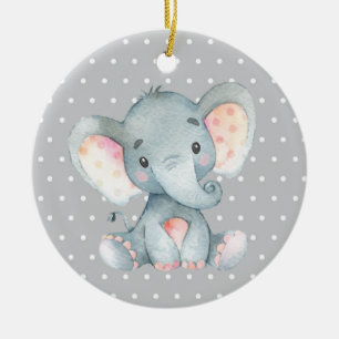 Cute Elephant Baby shower Grey Keramisch Ornament