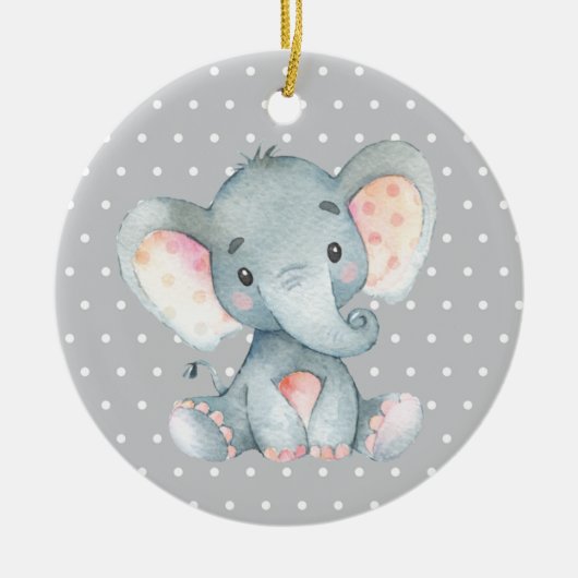Cute Elephant Baby shower Grey Keramisch Ornament (Voorkant)