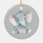 Cute Elephant Baby shower Grey Keramisch Ornament (Achterkant)