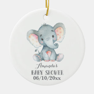 Cute Elephant Baby shower Grey Keramisch Ornament