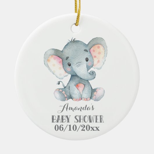 Cute Elephant Baby shower Grey Keramisch Ornament (Voorkant)