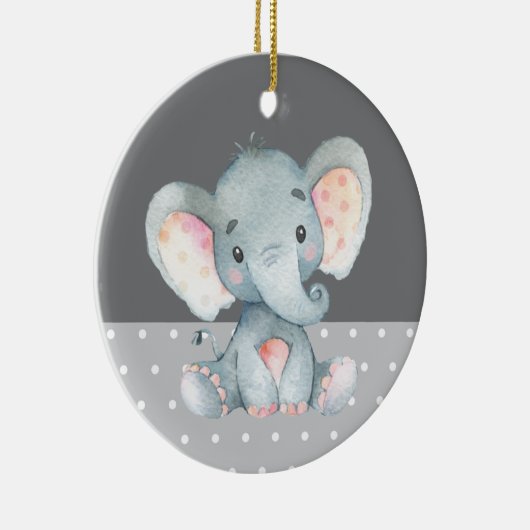 Cute Elephant Baby shower Grey Keramisch Ornament (Rechts)