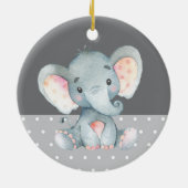Cute Elephant Baby shower Grey Keramisch Ornament (Achterkant)
