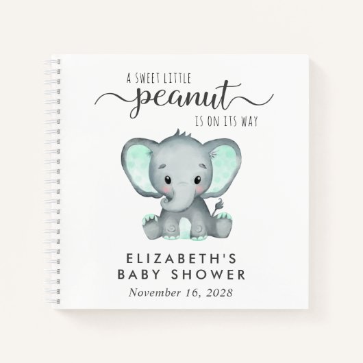 Cute Elephant Baby shower Guest Book Notitieboek (Voorkant)