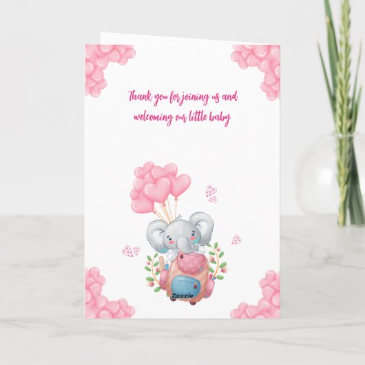 Cute Elephant Baby shower Hartelijk dank (Achterkant)