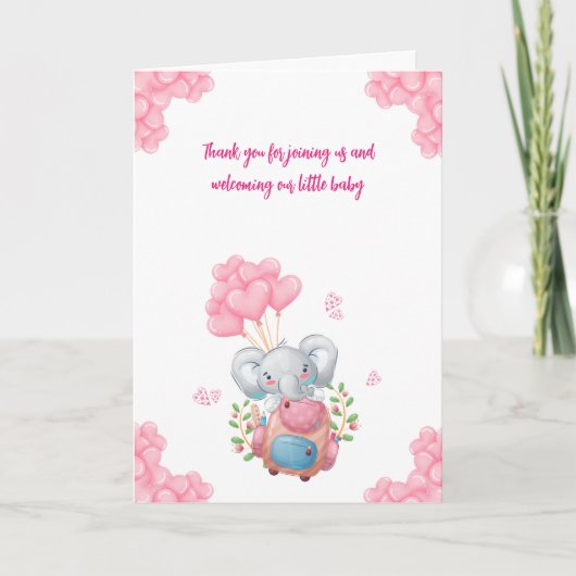 Cute Elephant Baby shower Hartelijk dank (Voorkant)