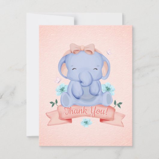 Cute Elephant Baby shower Hartelijk dank Bedankkaart (Voorkant)