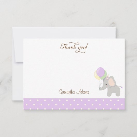 Cute Elephant Baby shower Hartelijk dank Notitiekaartje (Voorkant)