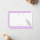 Cute Elephant Baby shower Hartelijk dank Notitiekaartje (Voorkant / Achterkant in situ)