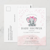 Cute Elephant Baby shower Invitation Briefkaart (Voorkant / Achterkant)