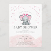 Cute Elephant Baby shower Invitation Briefkaart (Voorkant)