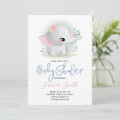 Cute Elephant Baby shower Invitation Kaart (Staand voorkant)