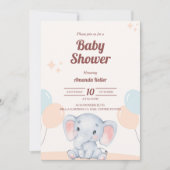 Cute Elephant Baby shower Invitation Kaart (Voorkant)