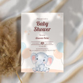 Cute Elephant Baby shower Invitation Kaart