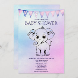 Cute Elephant Baby shower Invitation Kaart