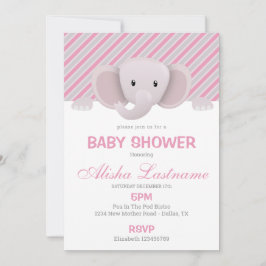 Cute Elephant Baby shower Invitation Kaart