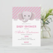 Cute Elephant Baby shower Invitation Kaart (Staand voorkant)
