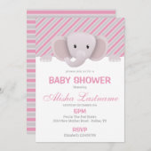 Cute Elephant Baby shower Invitation Kaart (Voorkant / Achterkant)